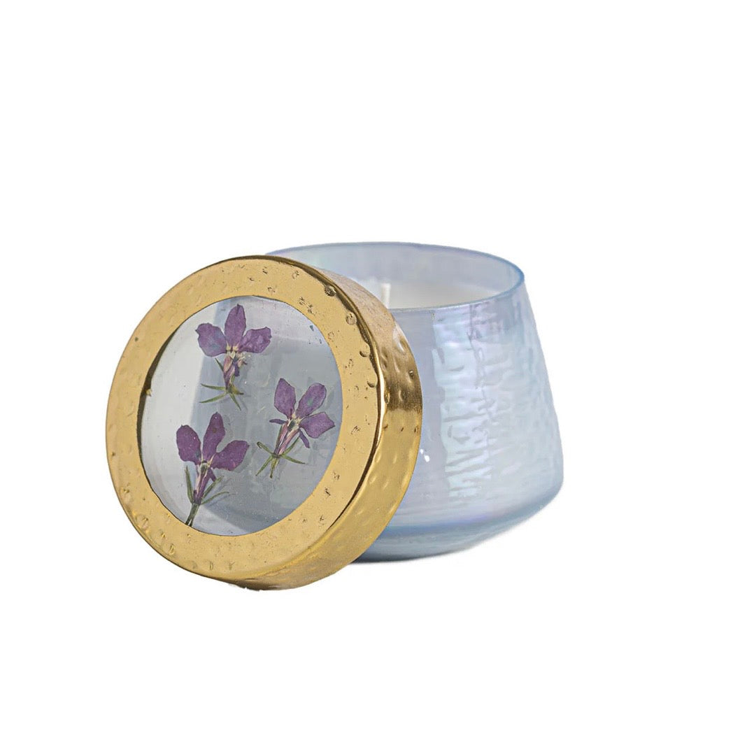 Berry Fig Small Watercolor Pressed Floral Candle