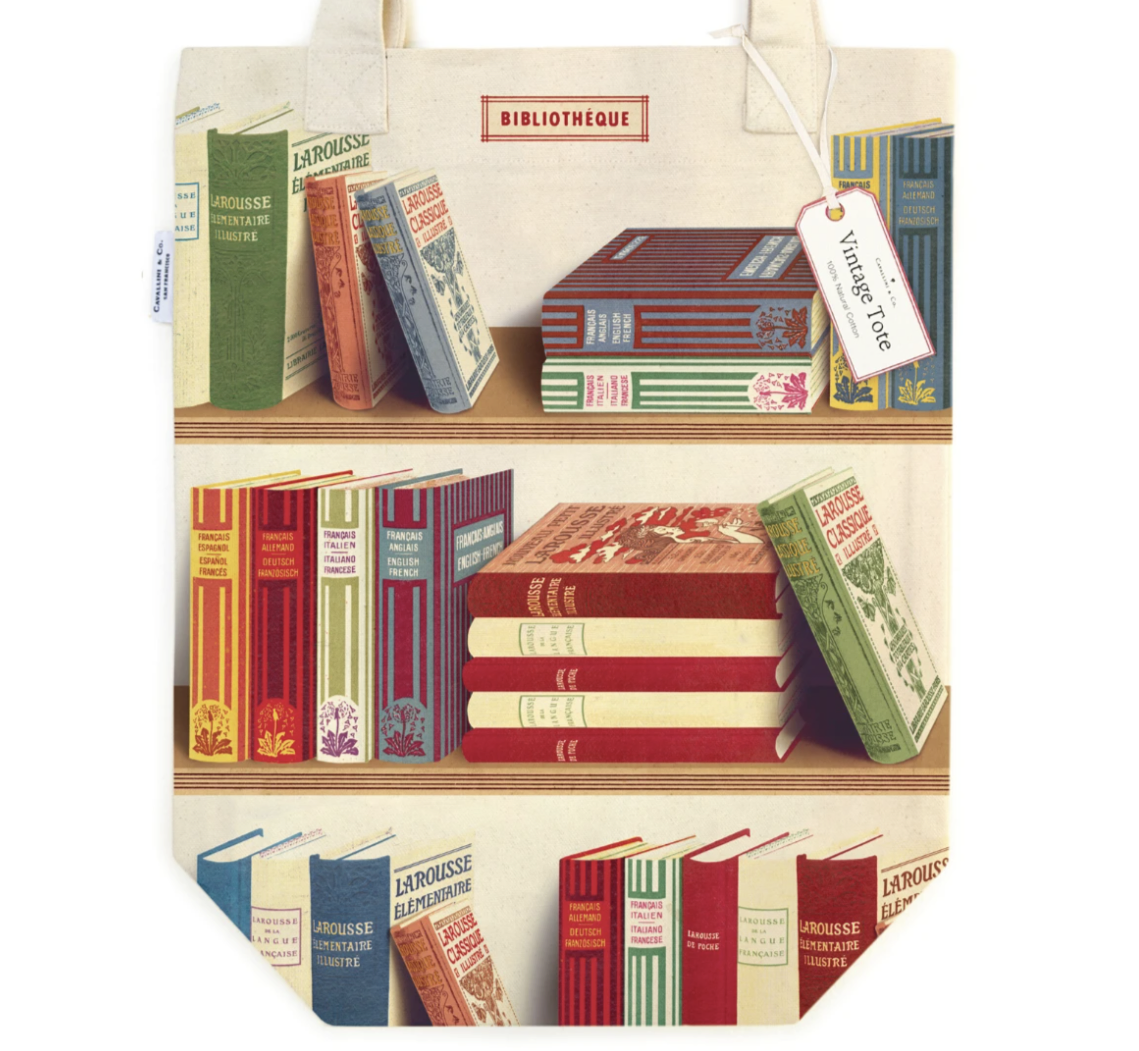 Vintage-Inspired Library Books Tote