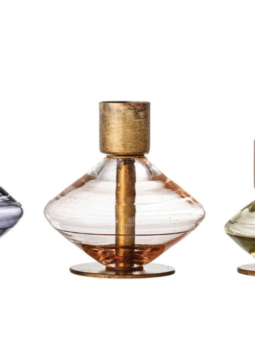 Blown Glass & Metal Taper Holders