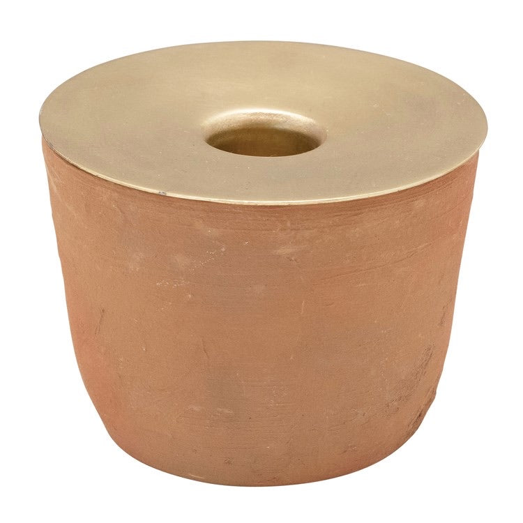 Terra-cotta & Metal Taper Holder/ Planter