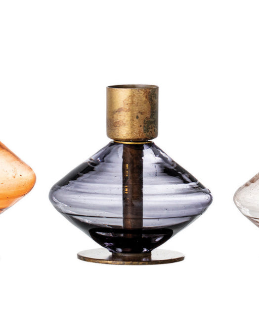 Blown Glass & Metal Taper Holders