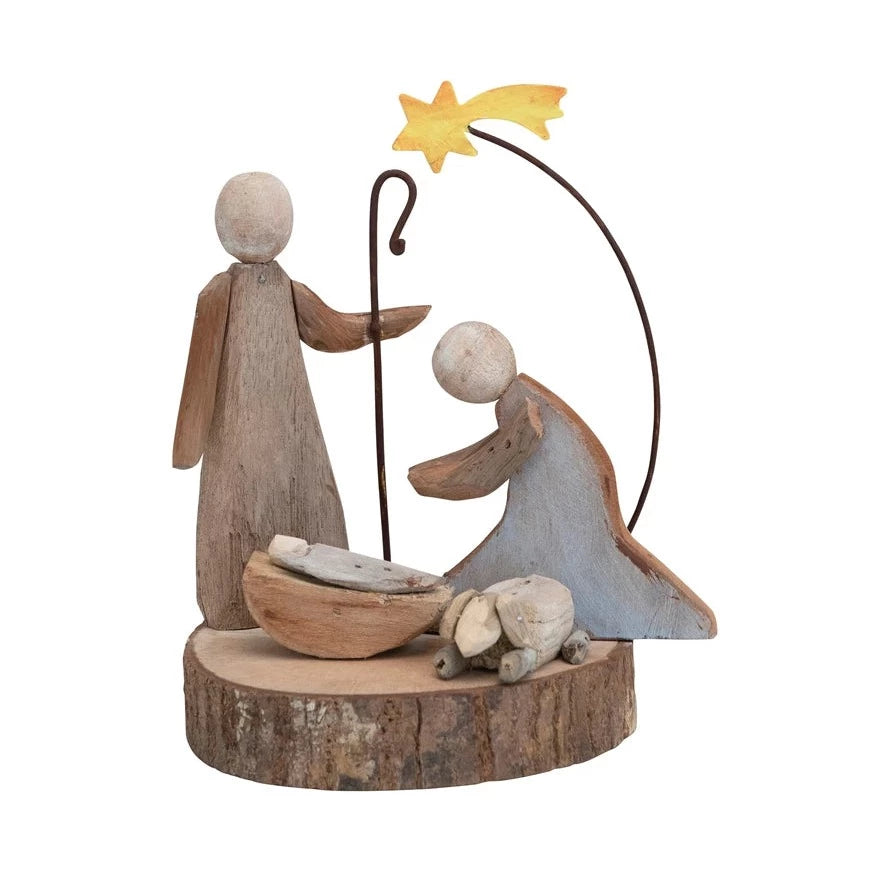 Driftwood & Metal Nativity