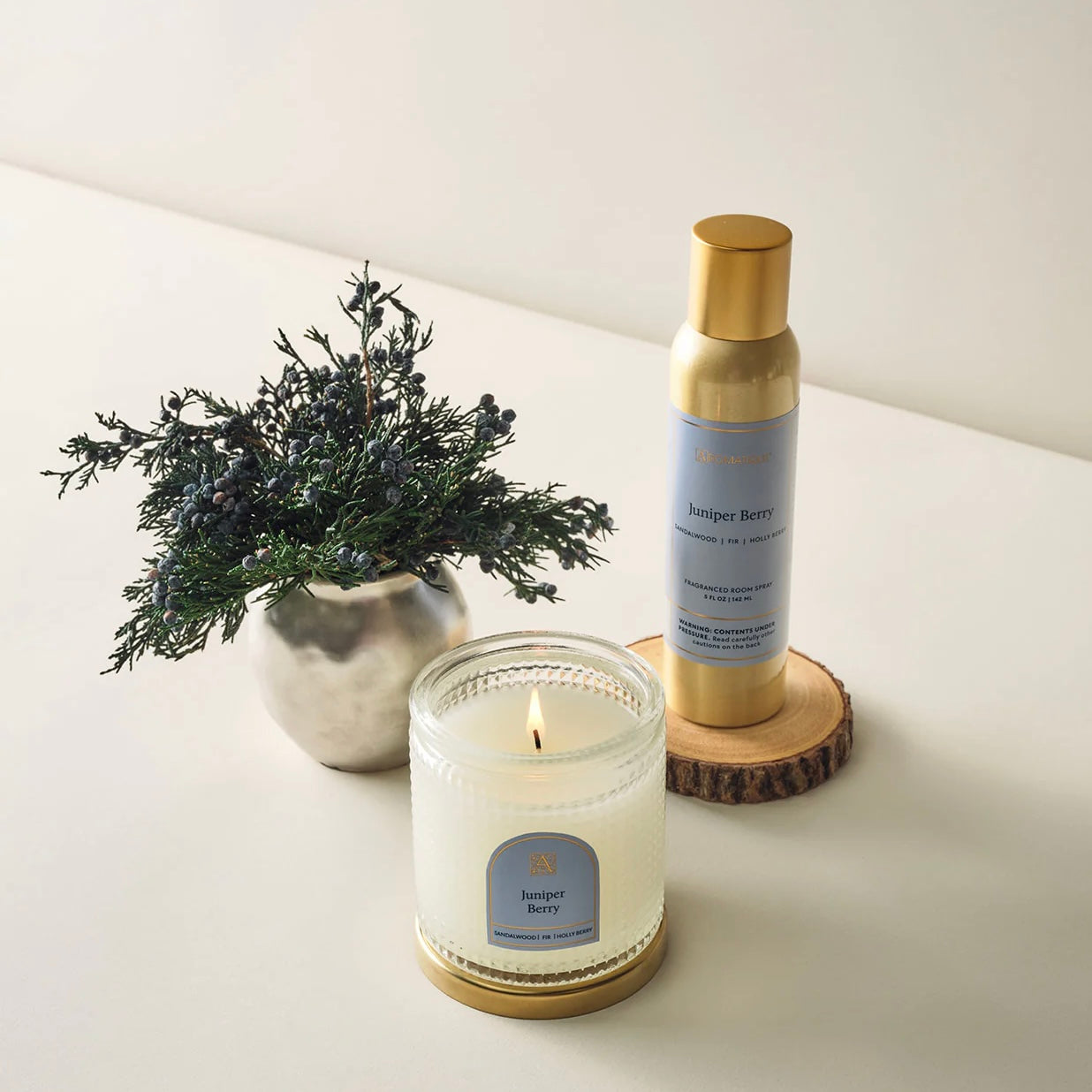 Juniper Berry Textured Glass Candle