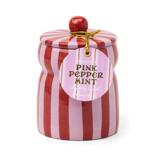 Stripped Cabana Candle - Pink Peppermint
