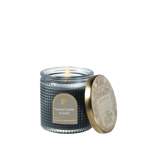 Smoked Vanilla & Santal Textured Glass Candle