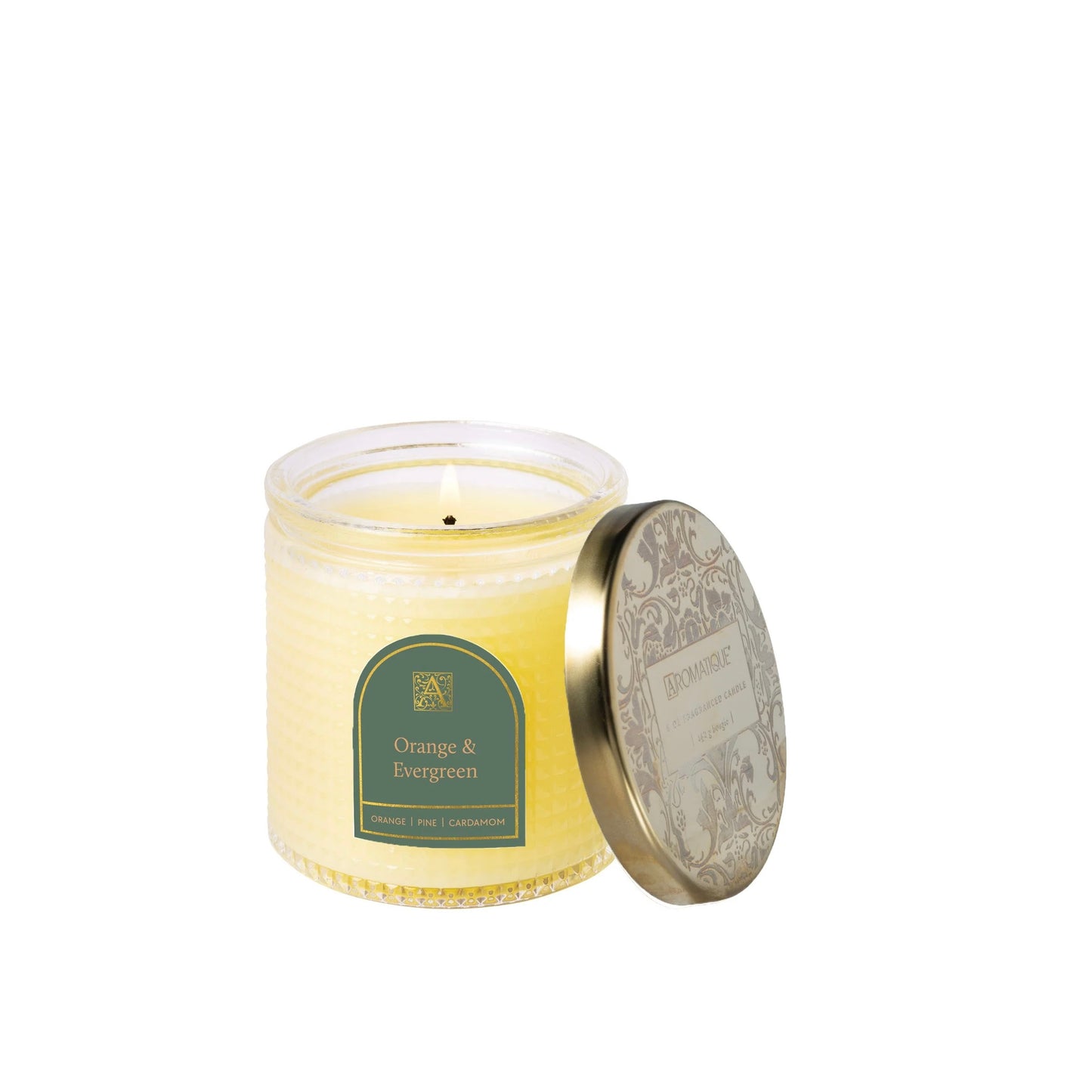 Orange and Evergreen Textured Glass Candle