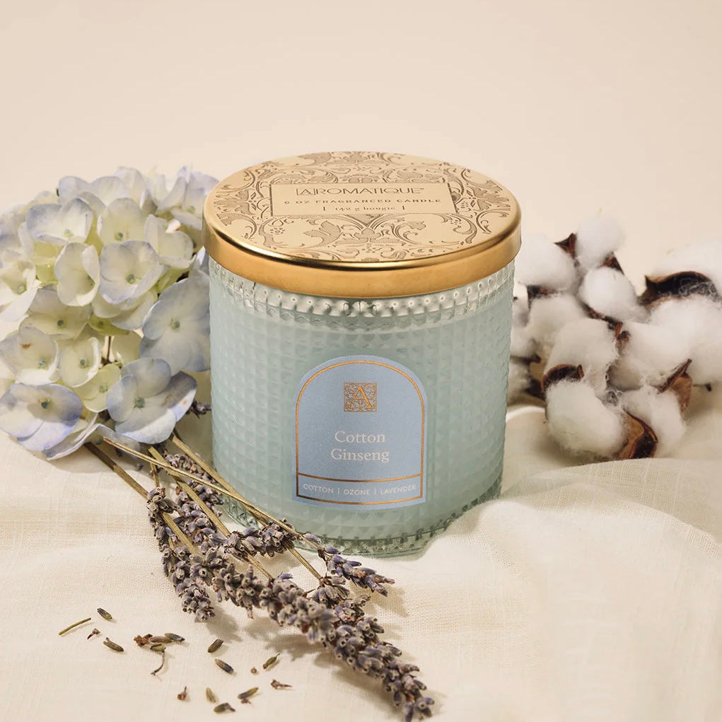Cotton Ginseng Textured Glass Candle