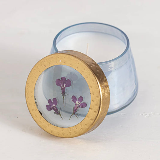 Berry Fig Small Watercolor Pressed Floral Candle