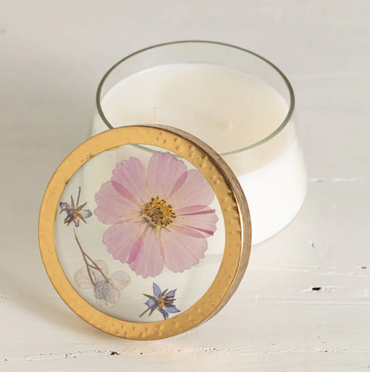 Coastal Vanilla Large Pressed Floral Candle
