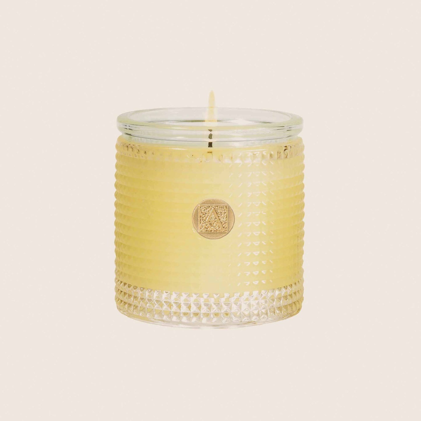 Orange and Evergreen Textured Glass Candle