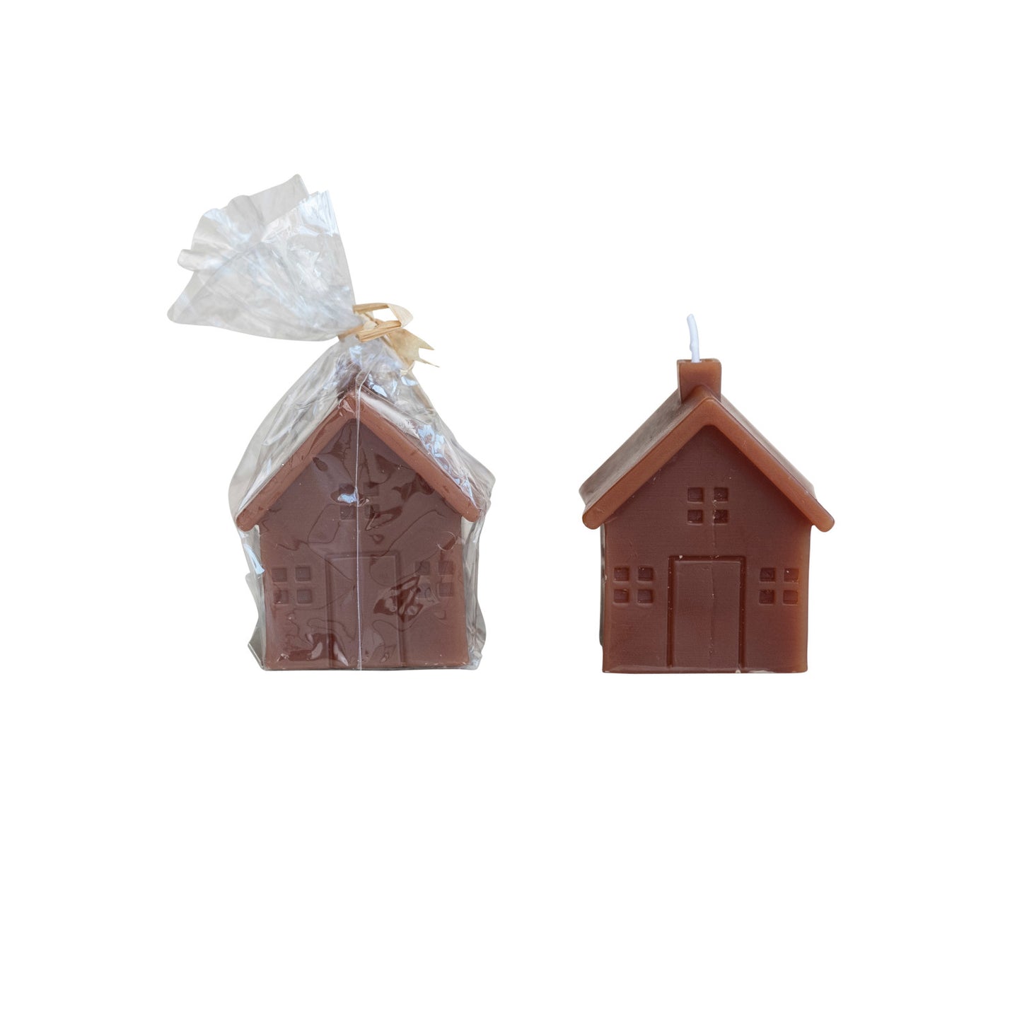Unscented House Shaped Candle, Brown