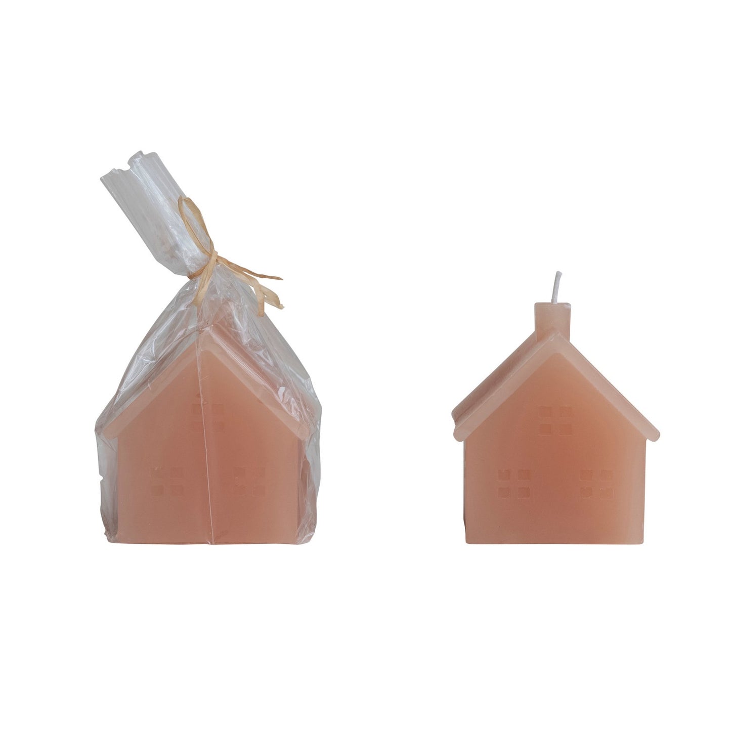 3-1/2"H Unscented House Shaped Candle, Apricot Color