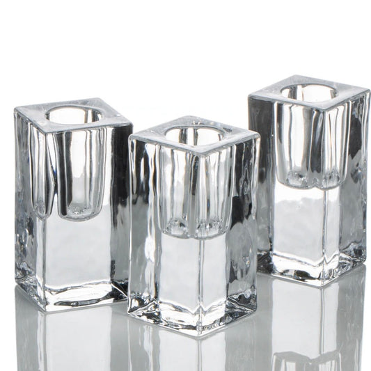 Contemporary Square Glass Taper Holders