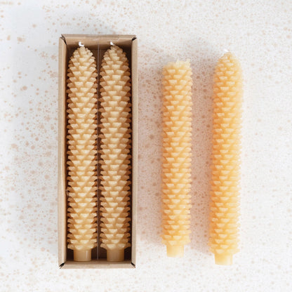 10" Unscented Pinecone Shaped Taper Candle Set of 2