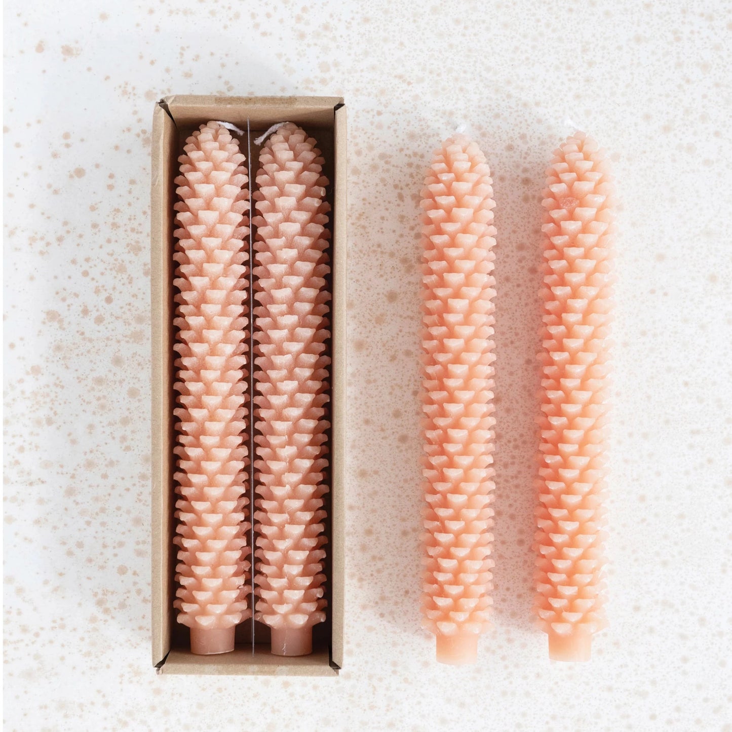 10" Unscented Pinecone Shaped Taper Candle Set of 2