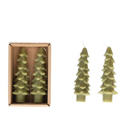 Unscented Tree Shaped Taper Candle Set of 2