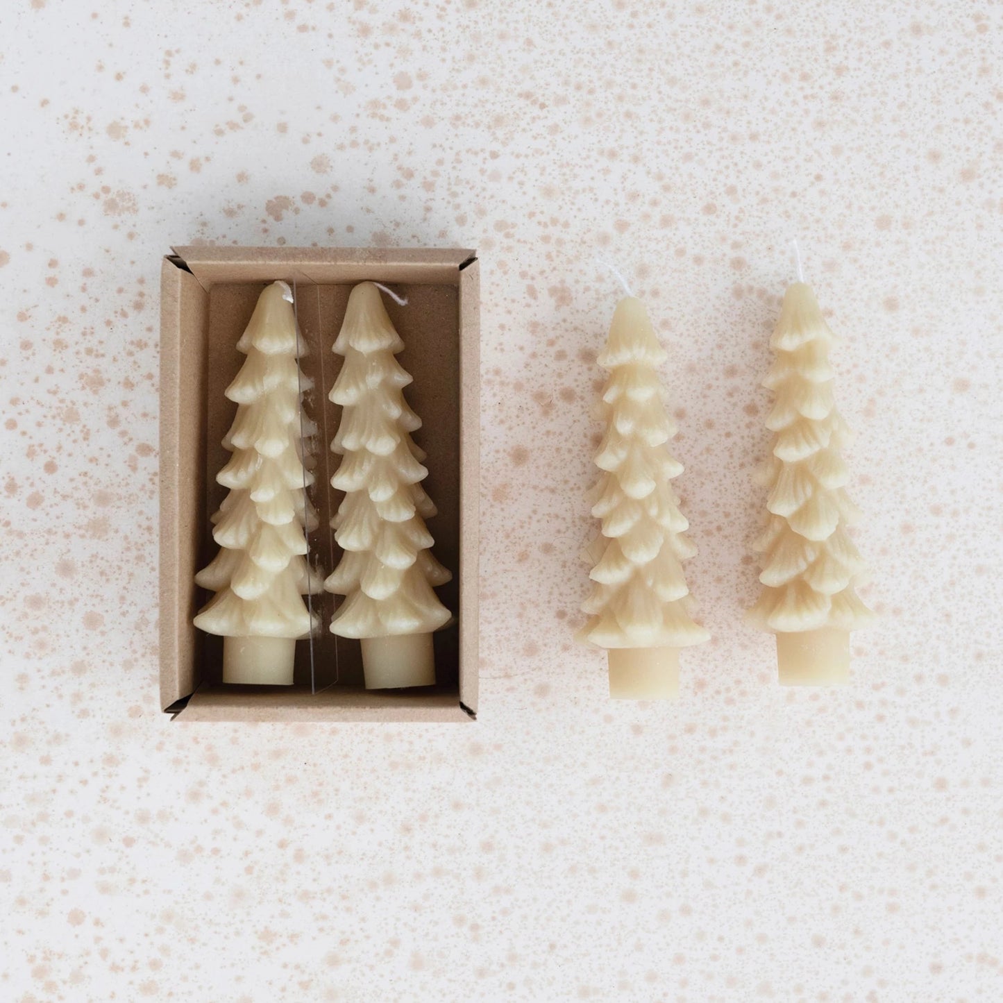 Unscented Tree Shaped Taper Candle Set of 2